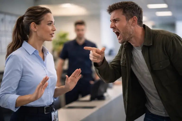 Medewerker stelt rustige grens tijdens agressieve confrontatie op werkvloer