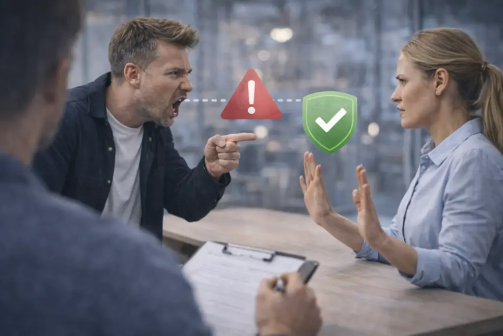 Zorgmedewerker stelt grens bij agressieve cliënt tijdens de-escalatiesituatie