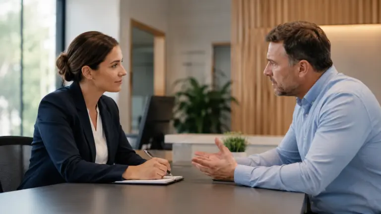 Cursus omgaan met lastige klanten waarbij een medewerker rustig een gespannen klantgesprek voert