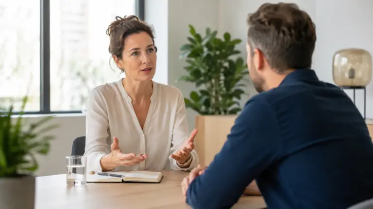 Effectief communiceren training waarbij twee mensen rustig en helder een lastig gesprek oefenen