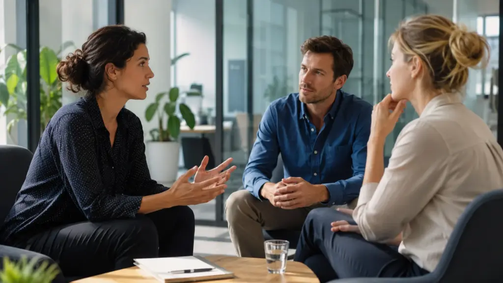 Rustig gesprek tijdens geweldloze communicatie training