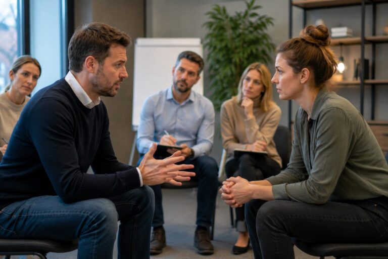 Trainingsacteur gezocht tijdens een realistische oefensituatie met deelnemers die communicatieve vaardigheden trainen